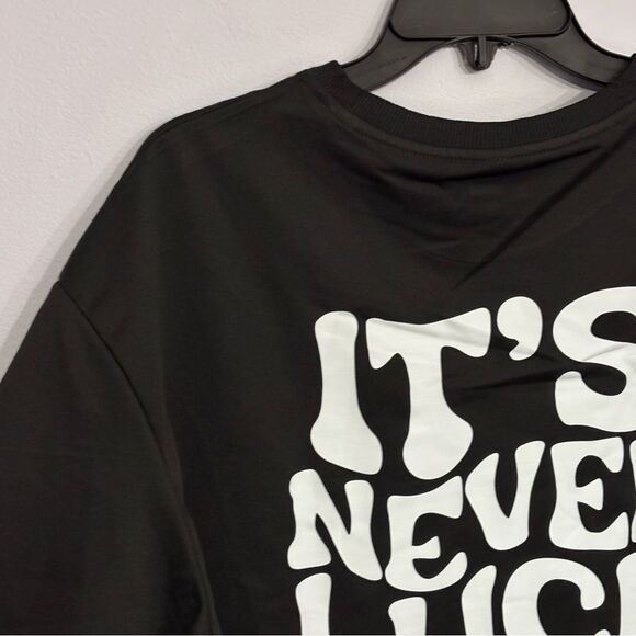 Manfinity | Men’s Black “It’s never luck. It’s always God” Faith T-shirt Size L - Picture 3 of 12